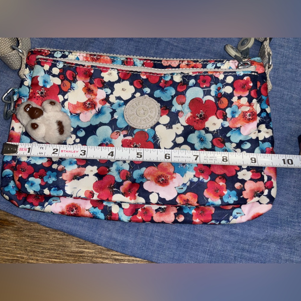 Kipling Floral Crossbody Bag – Small, Adjustable Strap & Bag Charm - Picture 8 of 9